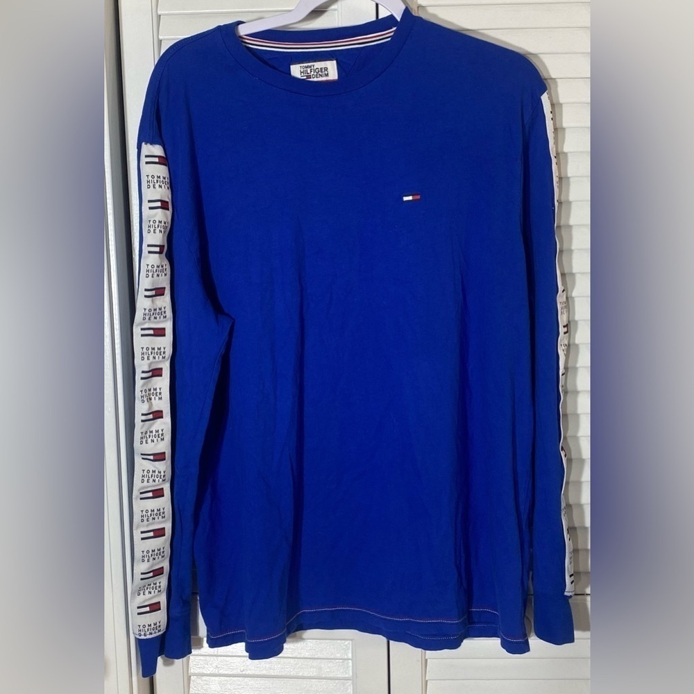 Tommy Hilfiger Royal Blue Long Sleeve T-shirt, Size L, 100% Cotton